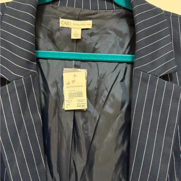 Cato Blue Tailored Blazer with Pinstripe Design - Picture 2 of 7